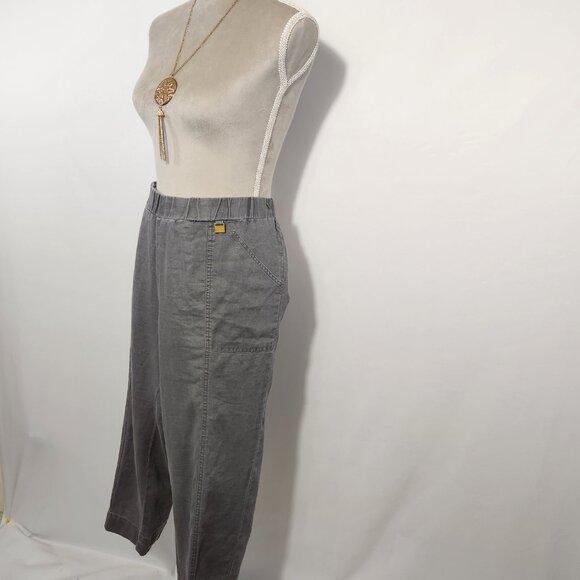 Ellen Tracy Women SZ L 100% Linen Elastic Waist Crop Pull On Cargo Pocket Pants - Picture 7 of 14